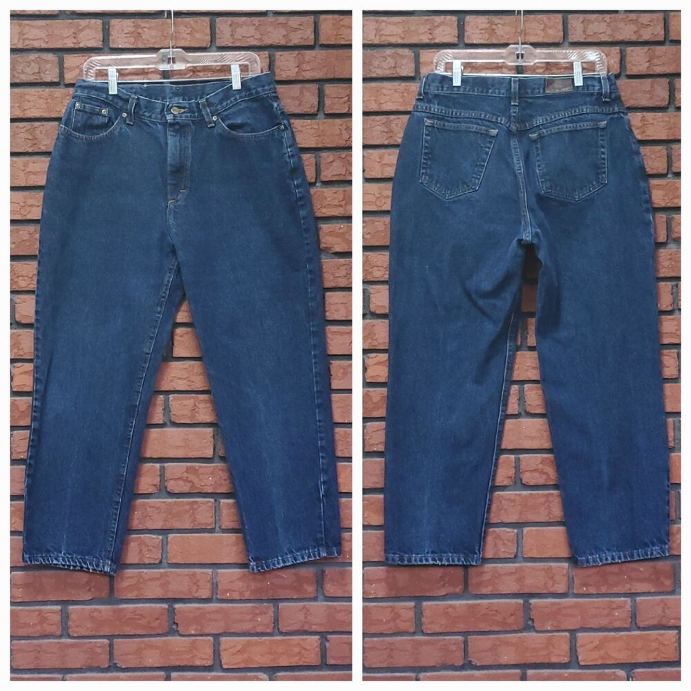 Vintage L L Bean Womens Jeans 32x27 Double L Relaxed Fit High Rise Mom Dark Blue